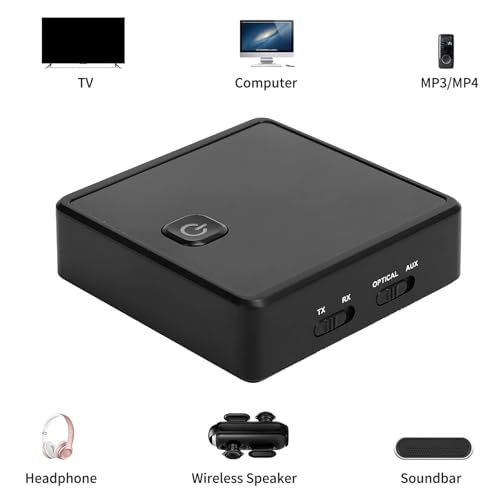 LVIFLOAE Bluetooth 5.0 Transmisor receptor inalámbrico adaptador de audio con 3,5 mm Aux para PC TV – Altavoz de coche Bluetooth -Sender Wireless Audio Adapter - imagen 3