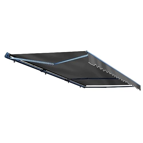 ALEKO Automatic Retractable LED Awning| 16' W x 10' L Motorized Crank Deck Awning Patio Awning| Polyester Water Resistant Canopy, UV Protection Sun Shade for Yard, Porch, Balcony| Gray