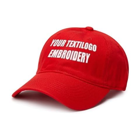 Custom Hat with Embroidered Text Name Your own Design Logo Text Unstructured Adjustable Metal Buckle Cap Red Cover