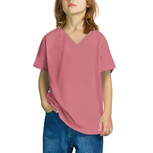 Tshirts for Girls,Girls Oversized V Neck Tshirts Summer Fashion Plain Short Sleeve Tops Cute Preppy Blouse Tees Tunic Shirts 3-14 Years