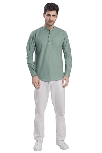 Image of DIVISIVE Men's Slim Fit Full Sleeves Cotton Short Kurta