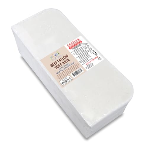 Primal Elements Beef Tallow Soap Base - Moisturizing Melt and Pour Glycerin Soap Base for Crafting and Soap Making, Easy to Cut - 5 Pound