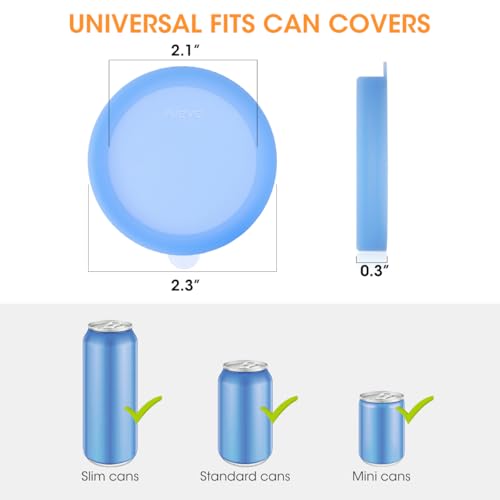 Aieve Silicone Soda Can Lids, 8 Packs Reusable Can Covers for Carbonated Beverage, BPA-Free Stopper or Protector for Soda Juice Coke Beer, Fits Standard Mini Slim Cans