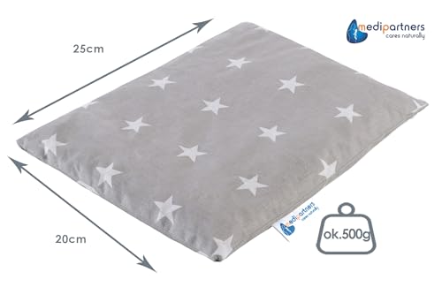 Medi Partners Kirschkernkissen Mikrowelle 20x25cm Körnerkissen groß Wärmekissen 500g Rechteck 100% Baumwolle Öko Natur Massagetherapie - Kirschkernkissen nacken schulter Kältetherapie (Sterne)