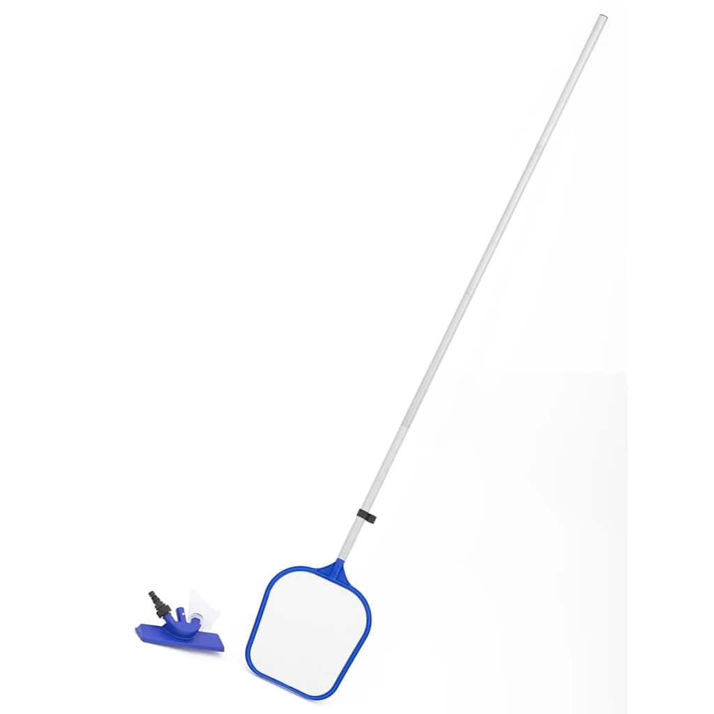 Kit Entretien Piscine Hors Sol Bestway Flowclear, aspirateur avec Manche Aluminium 4 Sections, Skimmer, diffuseur Chlore, thermomètre, bandelettes testeur