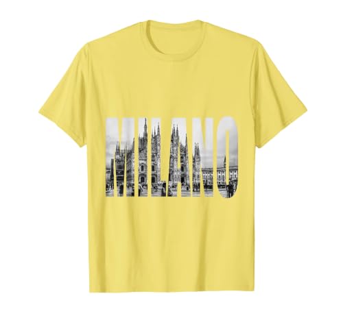 Milano Duomo Black and White Logo Picture T-Shirt, Men, Lemon Yellow, 3X-Large