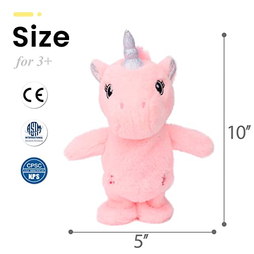 Easfan Talking Unicorn Repeats What You Say Walking Singing Stuffed Animal Electric Interactive Plush Toy Funny Animated Toy Mimicking Speaking Birthday For Kids Toddlers Pink,10'' #TOP5