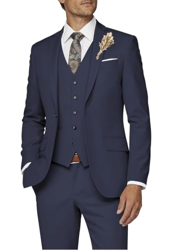 Image of Wangyue Mens Suit 3 Piece Slim Fit Suit for Men Formal Business Suit Wedding Groom Prom Tuxedo Dinner Party