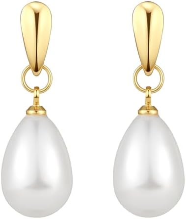 14k Gold Plated Lightweight Pearl Earrings,Trendy Jewelry,Teardro...