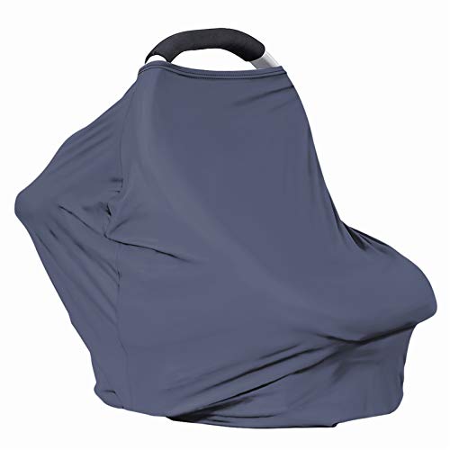 Image of Solid Color Car Seat Nursing Breastfeeding Cover, Multi Use Cover Cozy Carseat Canopy Cover, Infant Babies Stroller Cover,Ultra Soft Stretchy Nurse Gifts Navy Black Breastfeeding Cover