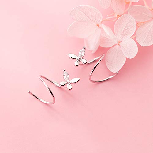 Earrings 925 Sterling Silver Earrings Women Girls Triangular Star Heart Spiral Ear Bone Ear Buckle Mini Double Ring Earrings By Sgdfdju (Metal Color : Mc15499) #TOP28