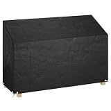 Homgoday Wasserfeste Gartenbank Abdeckung 190x70x70/88 cm Schwarz PE Polyethylen mit 8 Ösen und Befestigungsseil UV-beständig für Terrassenmöbel 319340