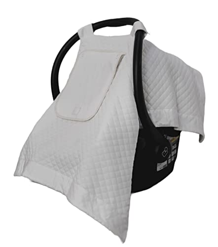 Image of Nesting Baby Car Seat Covers for Babies - Canopy Infant Seats Cover for Newborn Girl boy, Cotton Breathable & Lightweight with Sun Shade Window, Canopies Cold & Warm Weather White