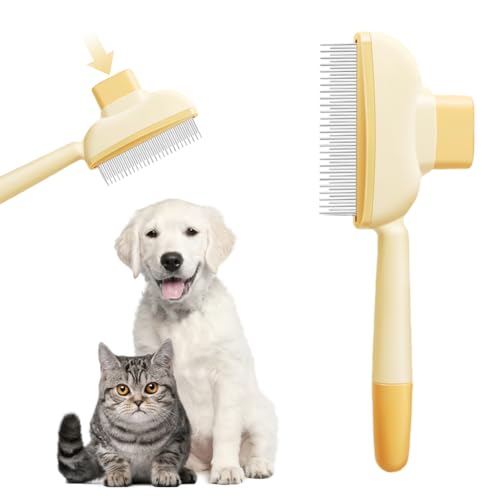 Miuuipi Selbstreinigender Flohkamm für Haustiere Gelb