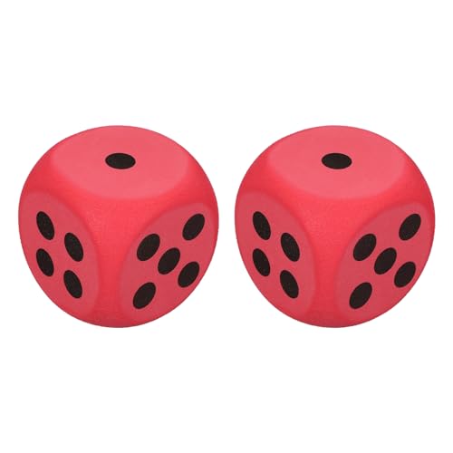 QUARKZMAN 2 Dadi In Schiuma 3.8cm/1.5inch EVA 6 Facce Palla Antistress Blocco Comprimibili Per Giochi Da Tavolo Ridurre Stress E Ansia (Rosso)