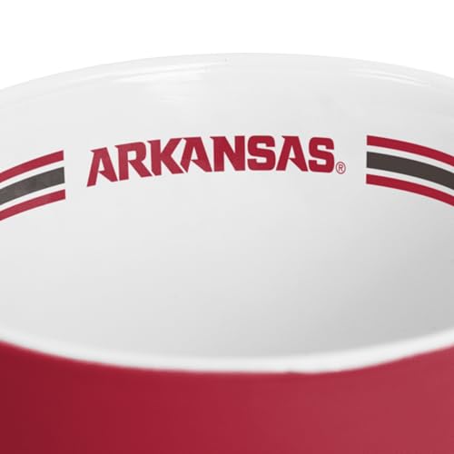 Image of Logo Brands NCAA Arkansas Razorbacks 15 oz Stripe Coffee Mug - Vintage Team Logo, Inside Print & Stripes, Microwave & Dishwasher Safe- Great Gift For Fans & Alumni