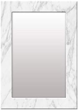 999STORE Printed Mirror for Vanity Mirror Small White Marvel washroom Mirror for Bedroom (MDF_14X20 Inches) MirrorSMP95