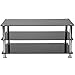 Flash Furniture Riverside Collection Black Glass TV Stand with Stainless Steel Frame