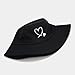 XYIYI Double Heart Black Fashion Embroidery Bucket Hat Cotton Beach Fisherman Hats for Women Girls