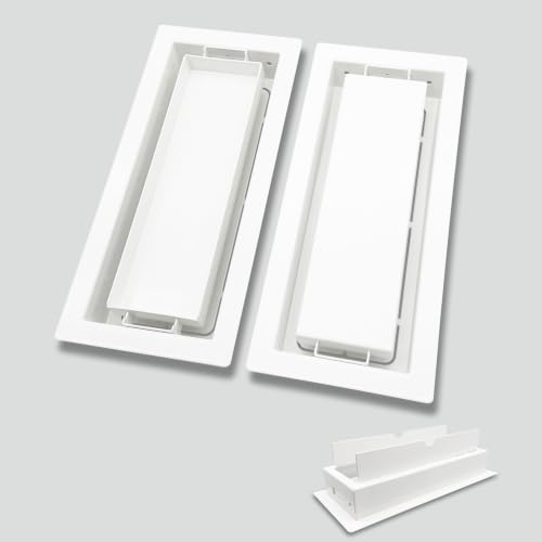 DDPow Drop-in Floor Vent Cover 4x12 in, with Damper, White