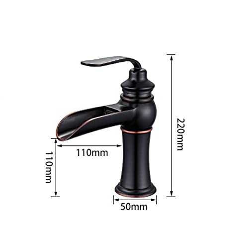 Robinet cascade noir pour lavabo en laiton massif - 4
