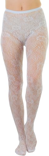 Image of ToBeInStyle Women's Elegant Floral Lace Inspired Spandex Net Full Length Tights