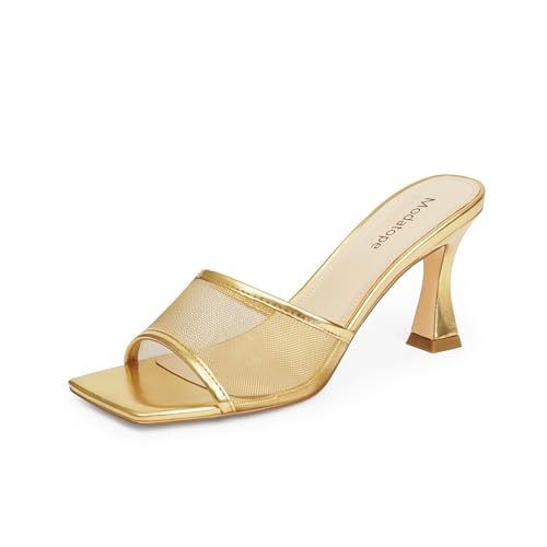 Image of Modatope Womens Heeled Sandals Open Square Toe Heels Chunky Block Heel Slip On Sandals for Women