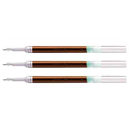 PENTEL Lot de 3 Recharges pour Roller encre gel ENERGEL LR7 Pointe 0,7 mm Marron