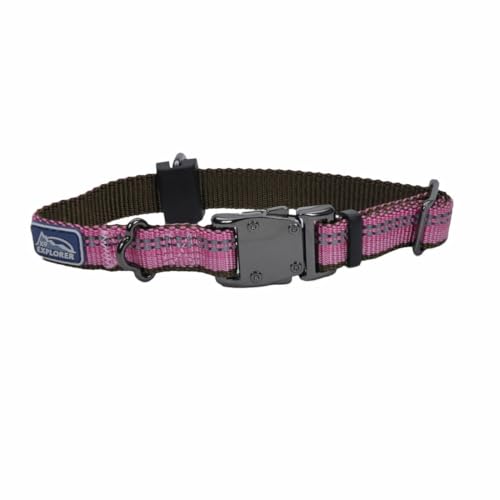 Coastal Pet K9 Explorer Reflective Adjustable Dog Collar - Comfortable Collar for The Outdoors - Durable, Lightweight Accessory with Side-Release Buckle - Rosebud, 5/8