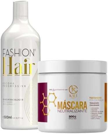 Kit Escova Progressiva Fashion Hair 500ml + Mascara Neutralizante...