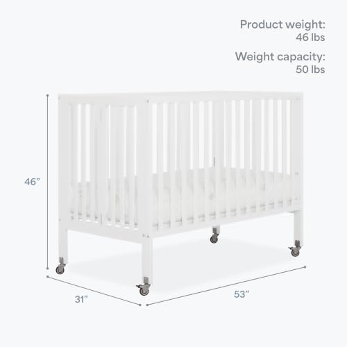 Dream On Me Synergy Flex Foldable Full-Size Baby Crib with Wheels, White - image 3