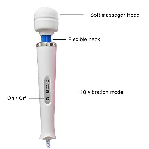 Aeveone Wired Powerful Handheld Electric Back Massager, Strong Personal Magic Vibrations Massage For Sports Recovery, Muscle Aches, Body Pain (White-Us) #TOP3