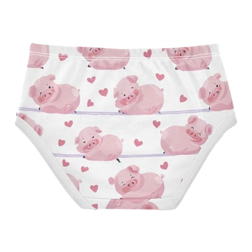 Wusikd Pink Cute Pigs Girls' Underwear Cotton Hearts Girls Briefs Soft Toddler Underwear 2T2