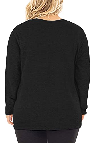 Image of DOLNINE Womens Plus Size Knotted Tops Long Sleeve Tee Shirts Loose Casual Blouse