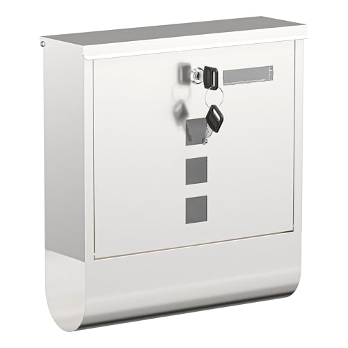 Wiltec Briefkasten mit Zeitungsrolle 305 x 95 x 335 mm, Wandbriefkasten mit...