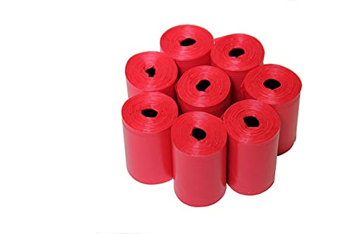 Image of 120 Easy Open & Strong Leak-Proof Poop Bags Dog Waste Bags 13.25 x 9 inch Made in USA .Bags are easier to tie than standard 12 inch bags (Red)