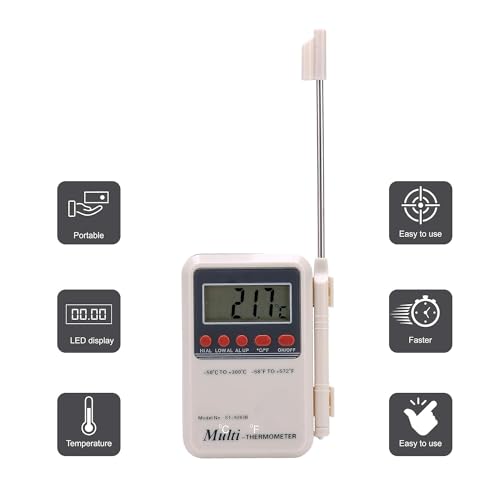 Image of LABART Plastic Multi Stem Digital Thermometer -50~300? with External Sensing Probe and Portable LCD Digital, Accurate Fast Precise Response, Pack Of 1