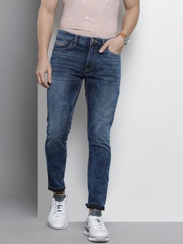 Image of The Indian Garage Co Men Slim Fit Paint Splash Mid-Rise Stretchable Jeans