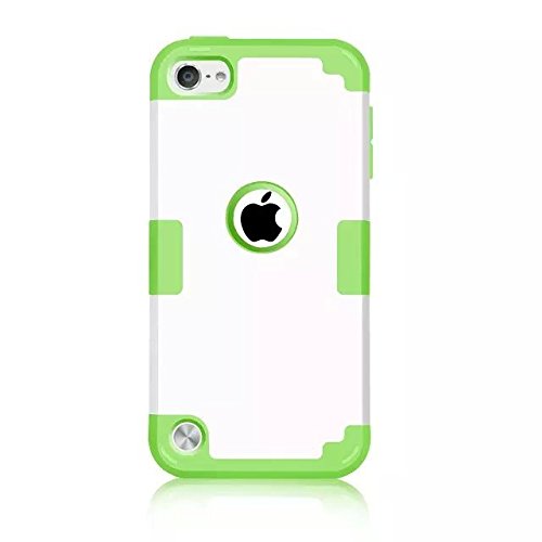 Case For Ipod Touch 5 Case For Ipod Touch 6 Case, Dual Layered 3 In 1 Hard Pc Case + Silicone Shockproof Heavy Duty High Impact Armor Hard Case Cover For Apple Ipod Touch 5 6Th Generation (White 8 ) #TOP4