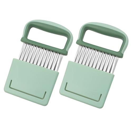 YIWONFU 2 Pezzi Coltello per Fette di Patate in Acciaio Inossidabile, Tagliaverdure Ondulato a Onde per Patate, per Frutta, Verdura, Patate (Verde)