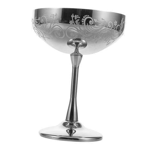 BRIGHTFUFU Copa De Postre De Acero Inoxidable Diseño Floral Grabado Vaso Retro Para Helados y Champán Para Hogar y Fiestas