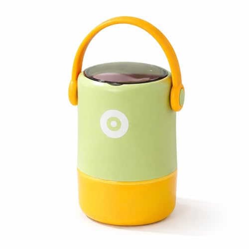 Image of YELONA 580ml Double Layer Lunch Pot for Kids & Adults | Stainless Steel 304 Bento Food Jar | Headphone Style Handle | Leak-Resistant, Two Compartment Tiffin Box (Oliver Amber)