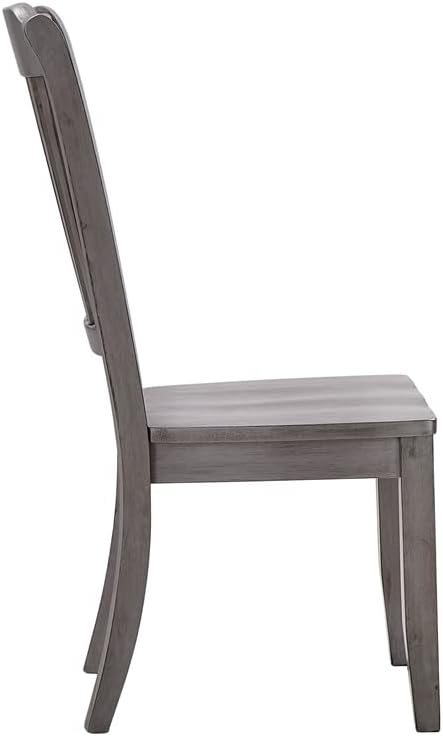 Miniatura 3 de Inspire Q Sillas de comedor de madera con respaldo de listones (juego de 2) en gris antiguo