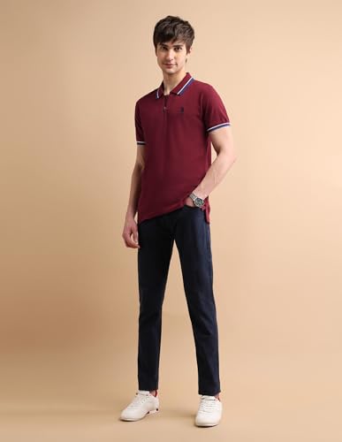 Image of U.S. POLO ASSN. Solid Slim Fit Polo T Shirts for Men - 100% Cotton, Half Sleeve Mens Tshirt - 3XL, Maroon