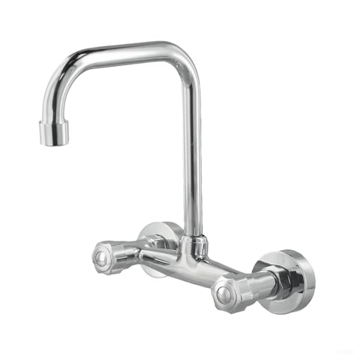 Eawfgtuw Grifo de fregadero, mezclador de latón para fregadero de cocina, giratorio de 360 grados, doble agujero, alta presión, ahorro de agua, temperatura ajustable (B)