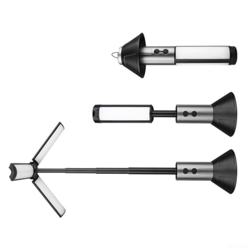 Linterna de camping plegable con 3 cabezales de luz, control de altura telescópico, clasificación impermeable IPX4, batería recargable interna de 3000 mAh