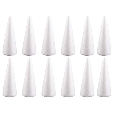 Happyyami 12PCS/ 10x5. 5CM Foam Cones Craft Styrofoam Cone Shaped Crafts DIY White Crafts Cake Towers Table Centerpiece Flower Arrangement Props Accessories for Children Christmas Party Cover