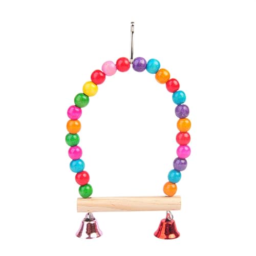 BuniQ SHIJT Rainbow Swing Bird Toys. Bird Station Stand, Wooden Parrot Toys Hanging Cage, Bird Cage Suspension Bridge Bird Toys Accessories(Primary Color)