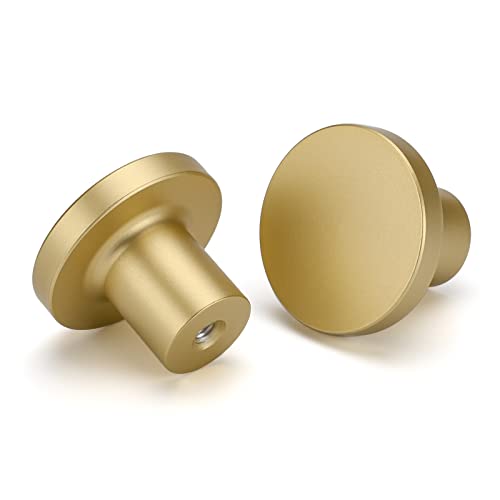 LONTAN 4 Pack Gold Drawer Knobs Gold Kitchen Knobs Round Cabinet Drawer Hardware Brass Cupboard Door Hardware Aluminum Alloy for Wardrobes Furniture