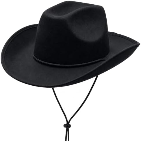 COLLECT PRESENT Plain Felt Cowboy & Cowgirl Hat for Men, Women, and Teens | Western Studded Cowboy Hat in Adult Sizes